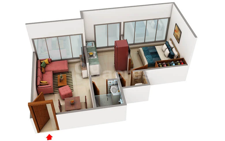 1-BHK-3D-Floor