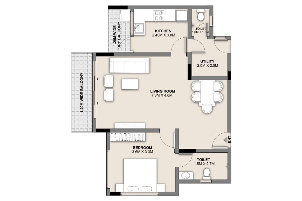 Carpet Area : 1034 SQ.FT.