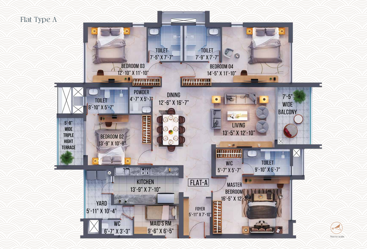 Carpet Area : 2447-2457 Sqft