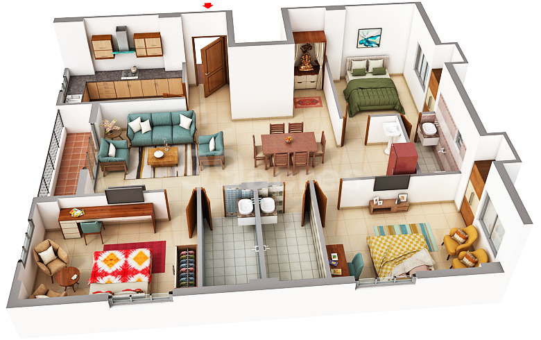 Carpet Area :  1829 sq.ft.