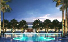 Resort-style infinity swimming pool and AquaSphere at Utpalaa The Condoville.
